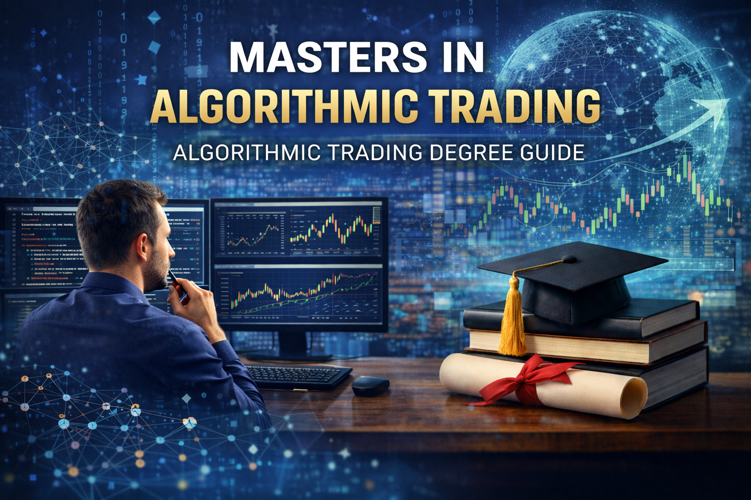 Masters in algorithmic trading programme showing quantitative research, data analysis, and systematic trading models