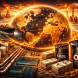 illustration showing how the global oil market works including oil production, tankers, pipelines, storage and trading